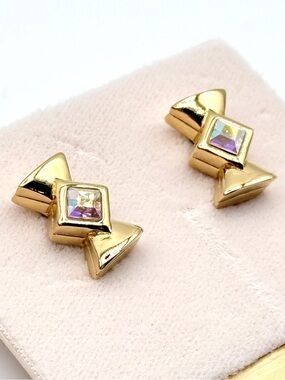 Vintage Bijoux D'Orlan Paris Gold Crystal Stud Earrings